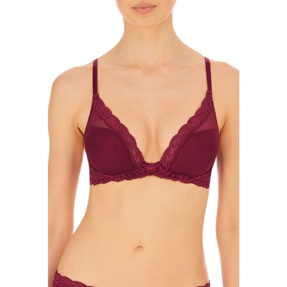 Natori NWT UNDERWIRE Feathers Plunge Bra t-shirt 32DD - Picture 1 of 5